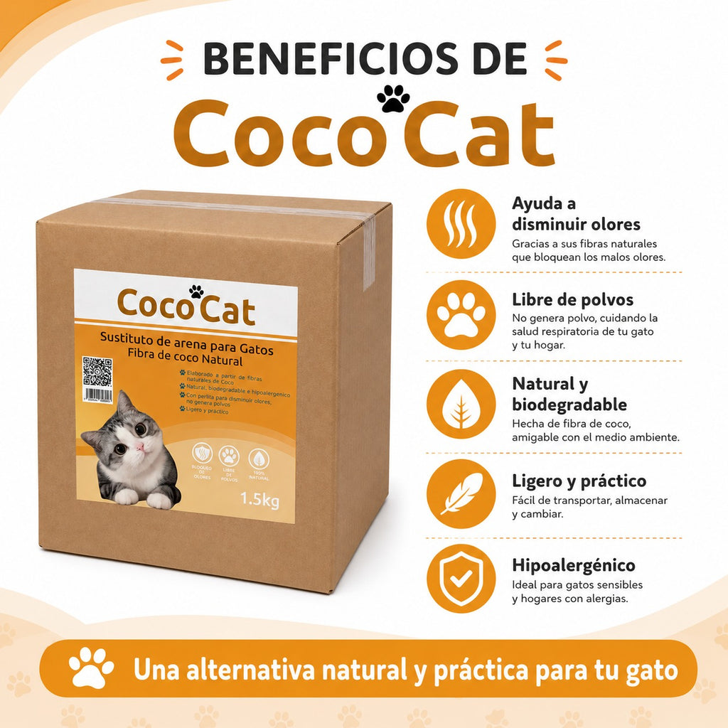 Caja de CocoCat Sustituto De Arena Para Gatos 8 Bolsas 1.5 Kg
