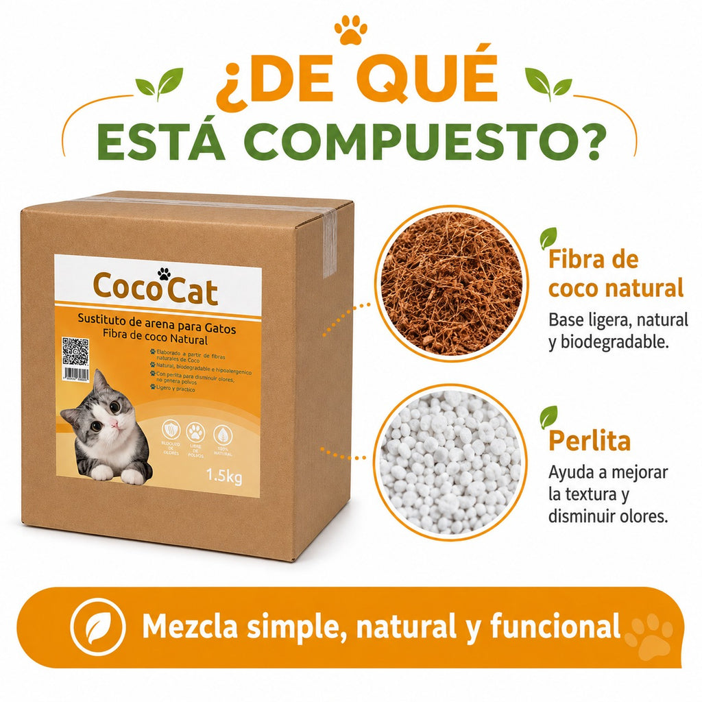 Caja de CocoCat Sustituto De Arena Para Gatos 8 Bolsas 1.5 Kg