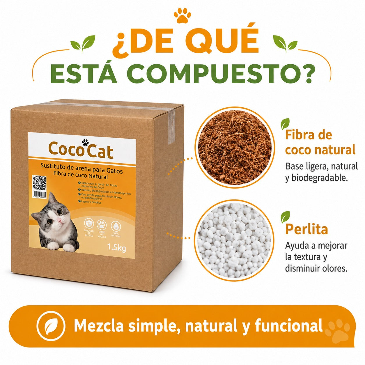 Caja de CocoCat Sustituto De Arena Para Gatos 8 Bolsas 1.5 Kg