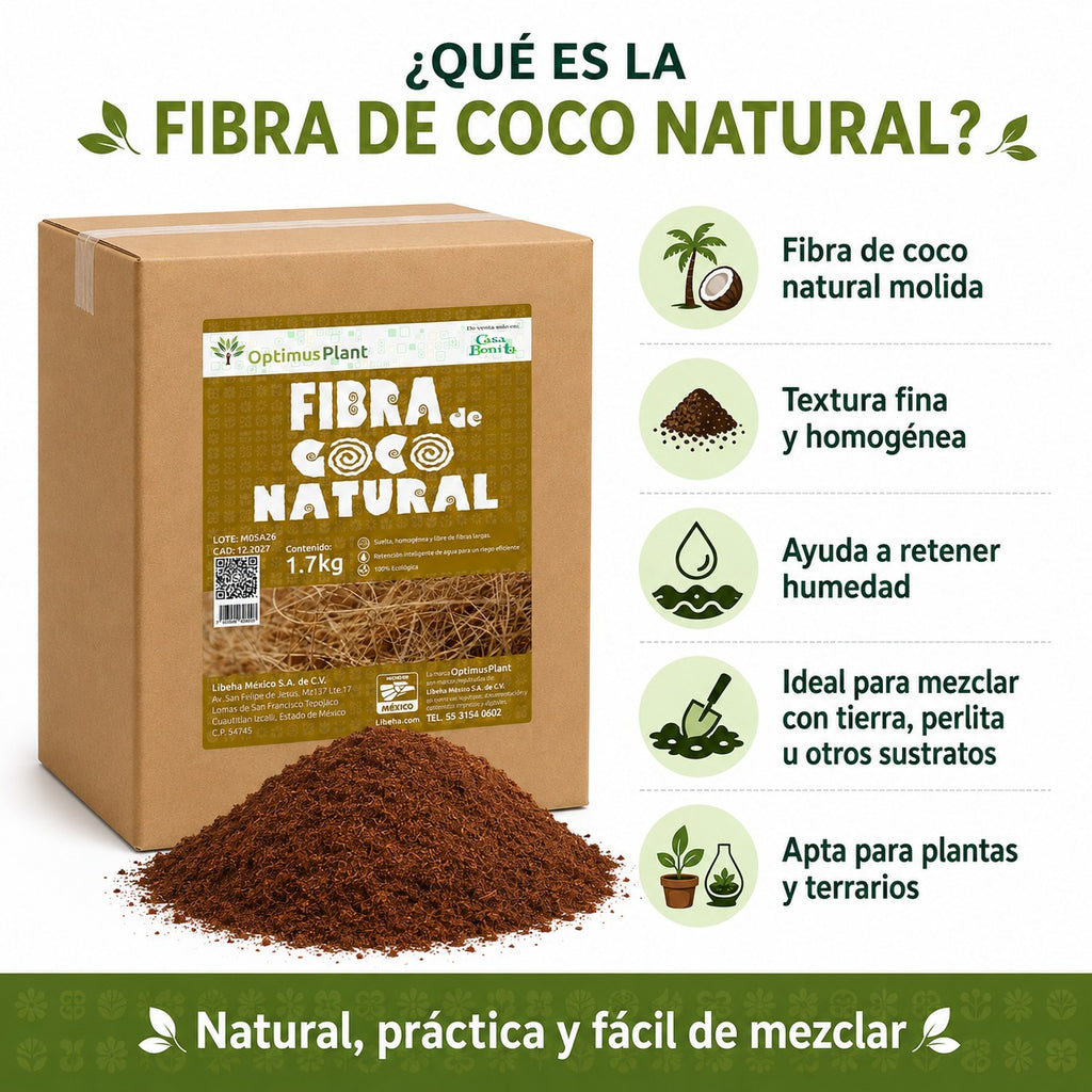 Caja Fibra De Coco Optimus Plant 8 Bolsas Para Sustratos