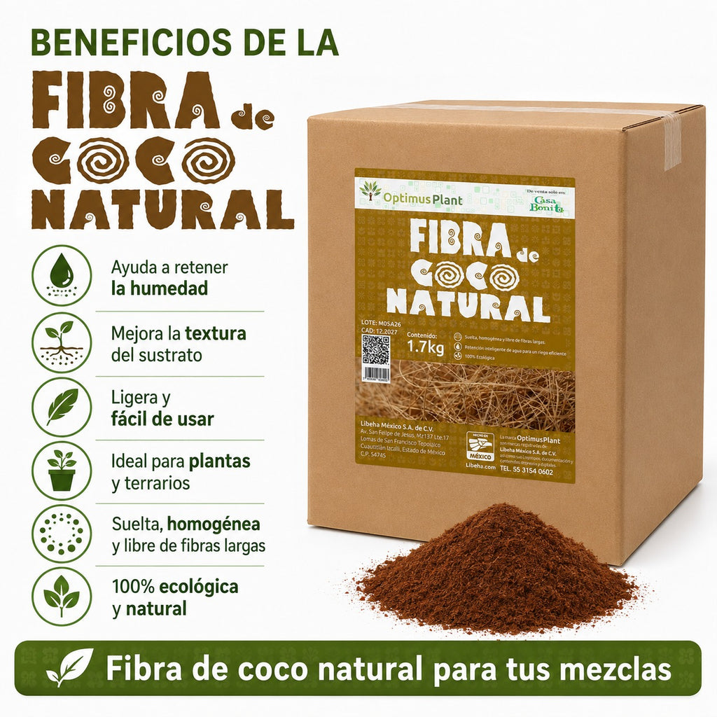 Caja Fibra De Coco Optimus Plant 8 Bolsas Para Sustratos