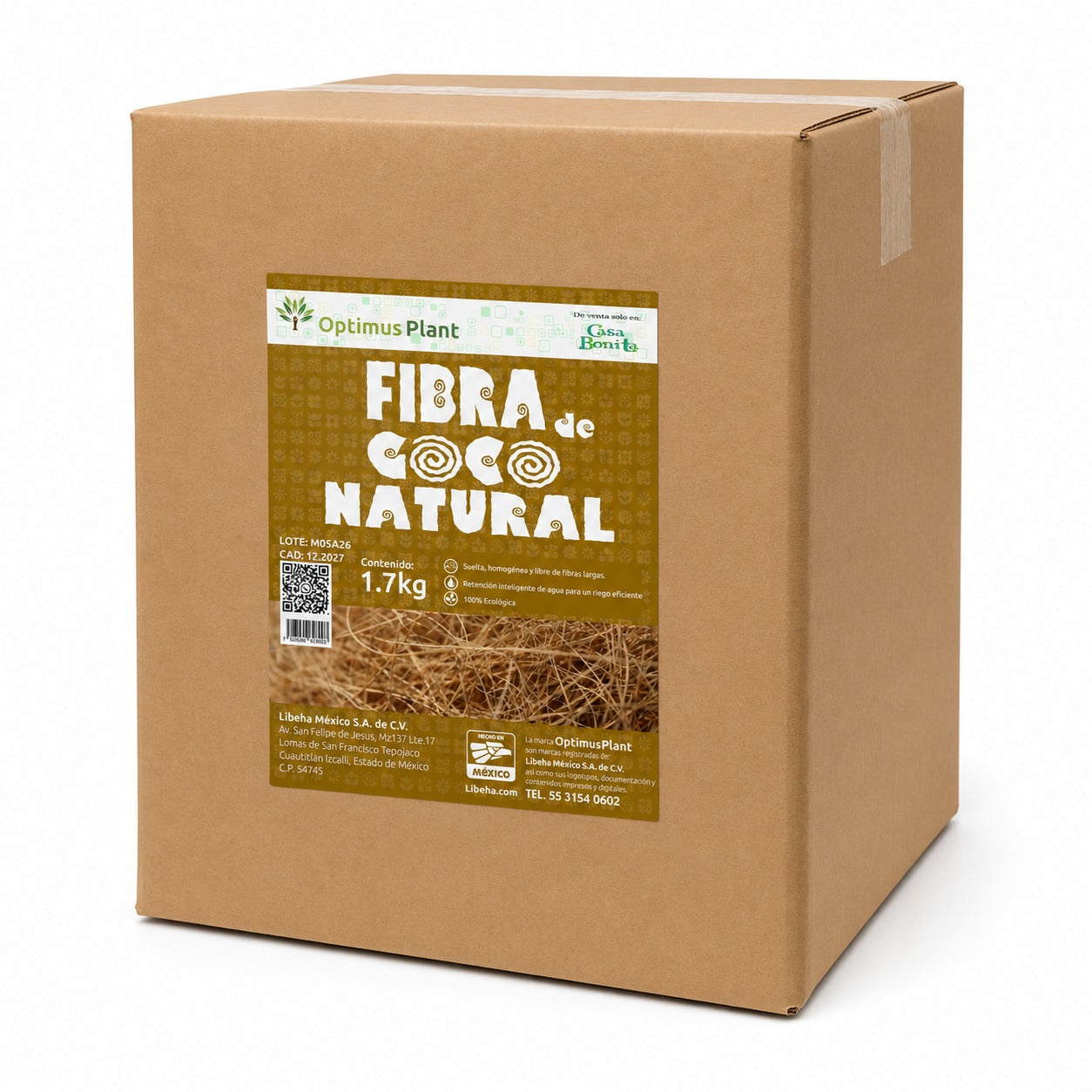 Caja Fibra De Coco Optimus Plant 8 Bolsas Para Sustratos