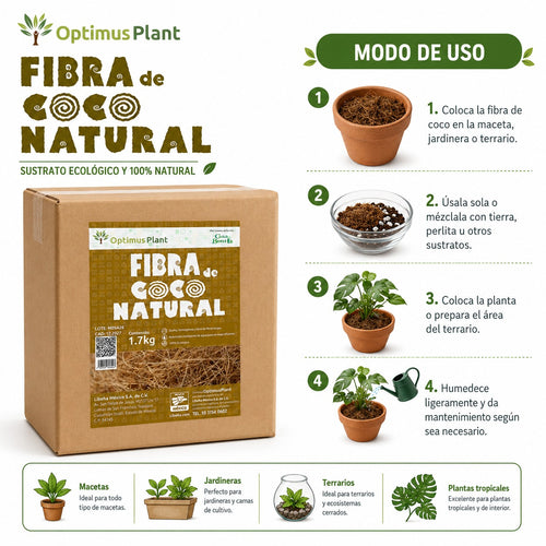 Caja Fibra De Coco Optimus Plant 8 Bolsas Para Sustratos