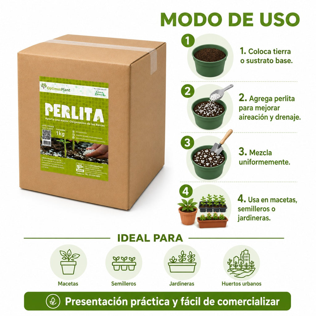 Caja Perlita Optimus Plant 8 Bolsas Para Macetas Y Semilleros