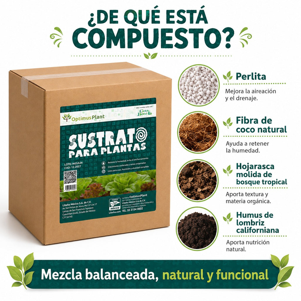 Caja De Sustrato Para Plantas Optimus Plant 8 Bolsas 2.2 Kg