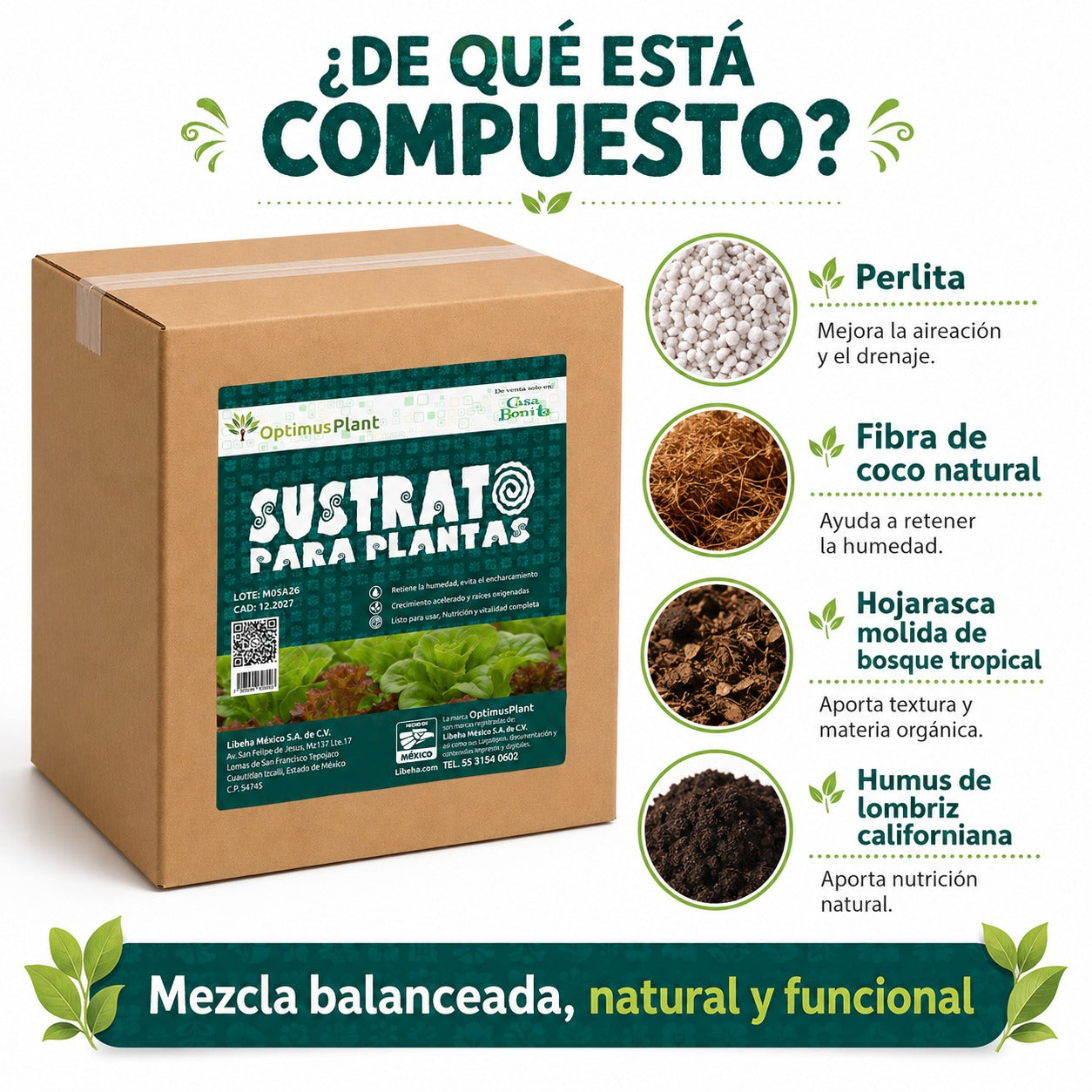 Caja De Sustrato Para Plantas Optimus Plant 8 Bolsas 2.2 Kg