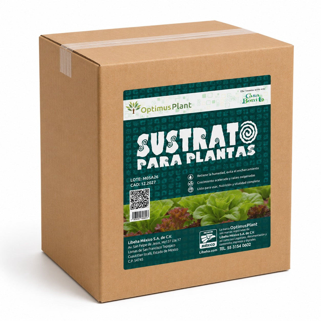 Caja De Sustrato Para Plantas Optimus Plant 8 Bolsas 2.2 Kg
