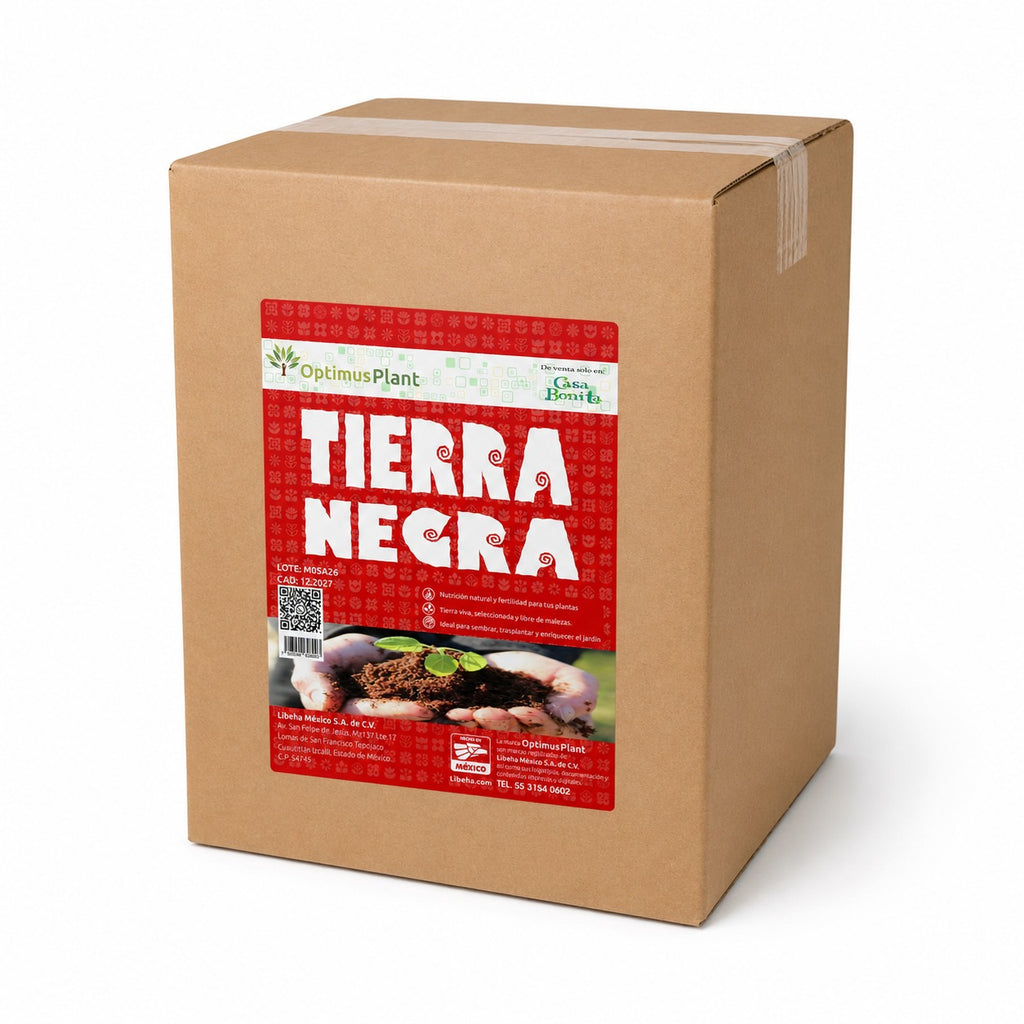 Caja Tierra Negra Optimus Plant Con Perlita Y Humus 8 Bolsas