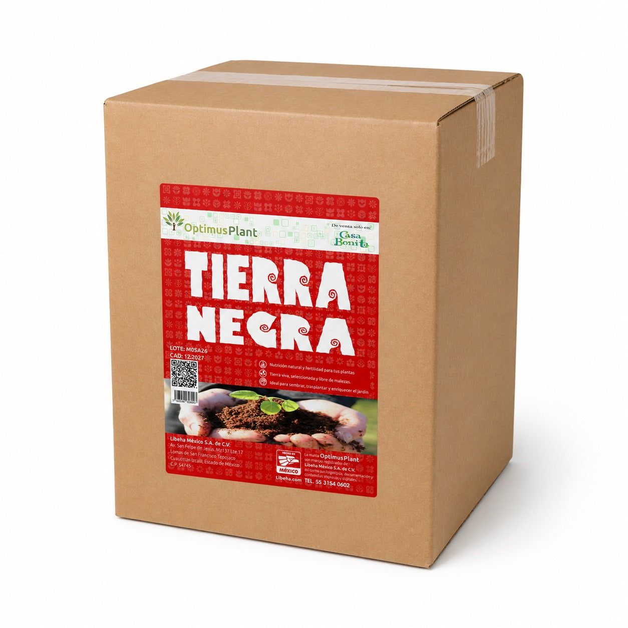 Caja Tierra Negra Optimus Plant Con Perlita Y Humus 8 Bolsas