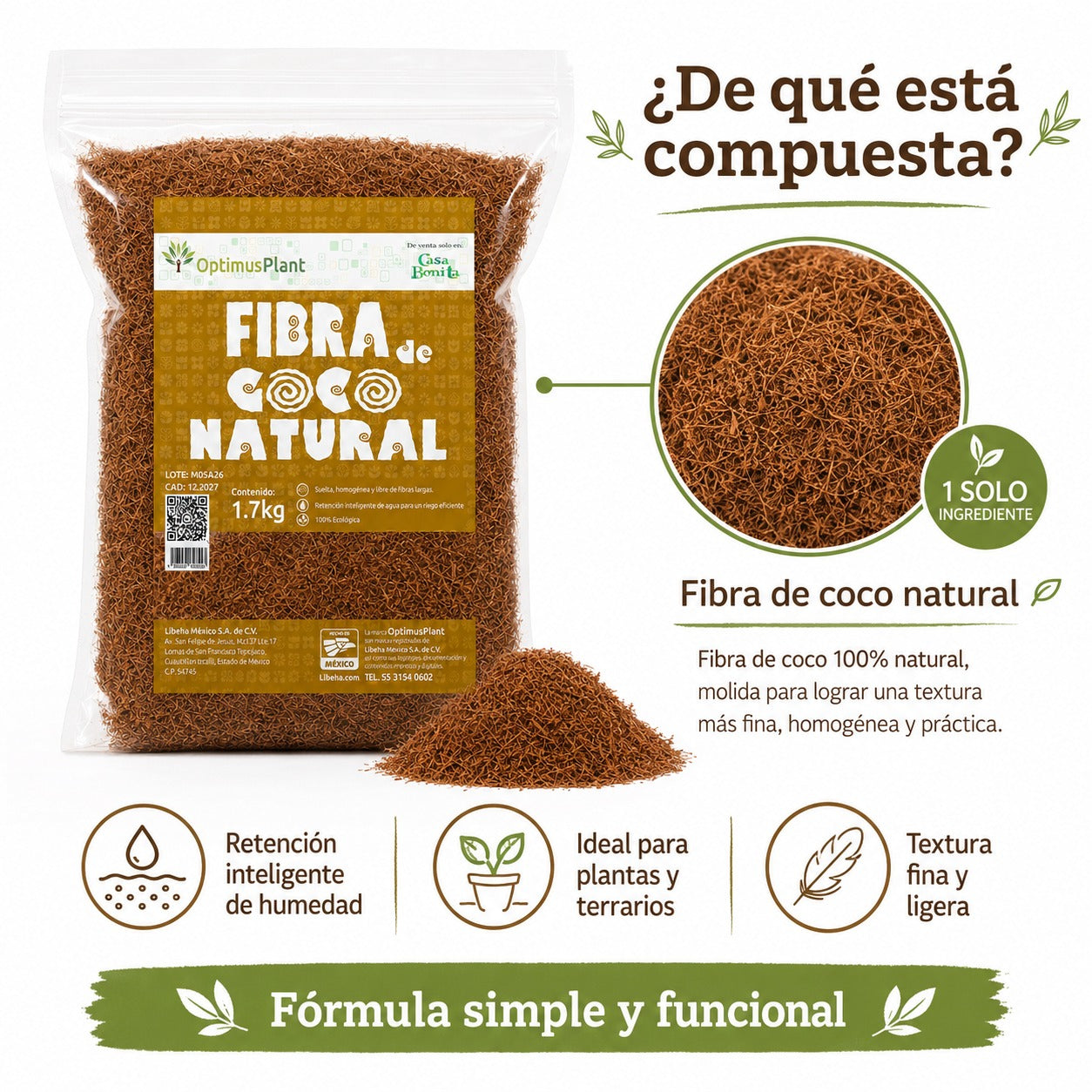 FIBRA DE COCO NATURAL 1.7 KG / COCONUT