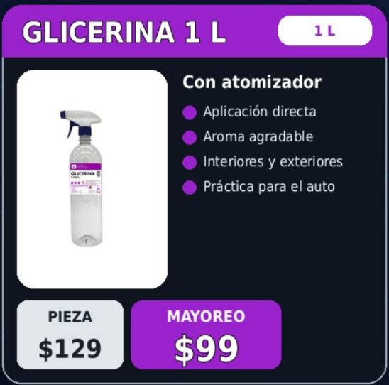 Glicerina Pura de 20, 4 y 1 Litros
