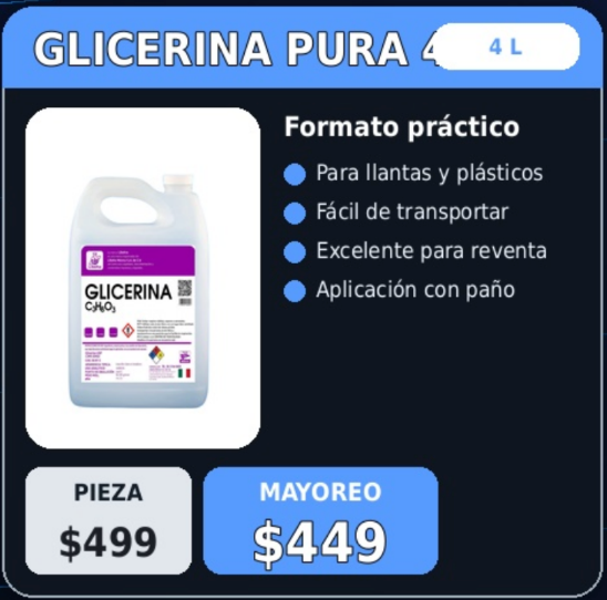 Glicerina Pura de 20, 4 y 1 Litros