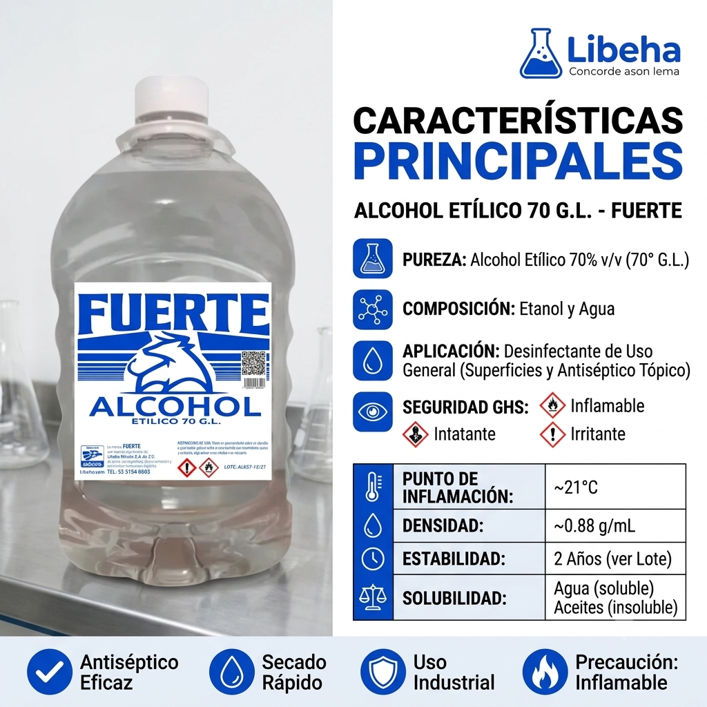 Alcohol Etilico 70° 5 Litros