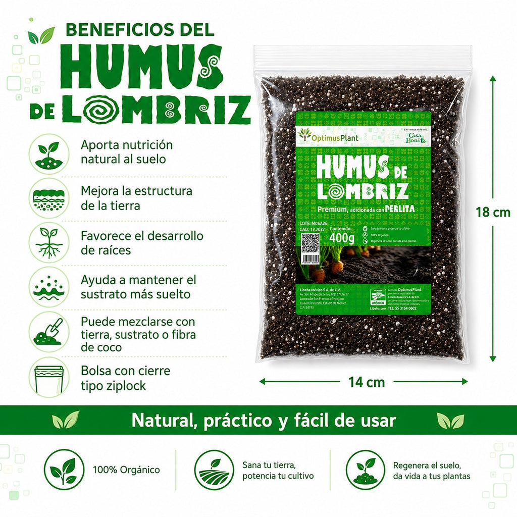 Humus De Lombriz Californiana 400g Para Plantas