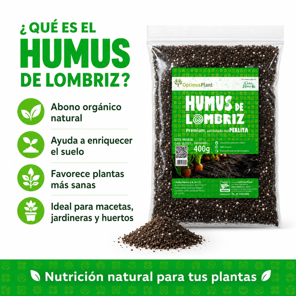 Humus De Lombriz Californiana 400g Para Plantas