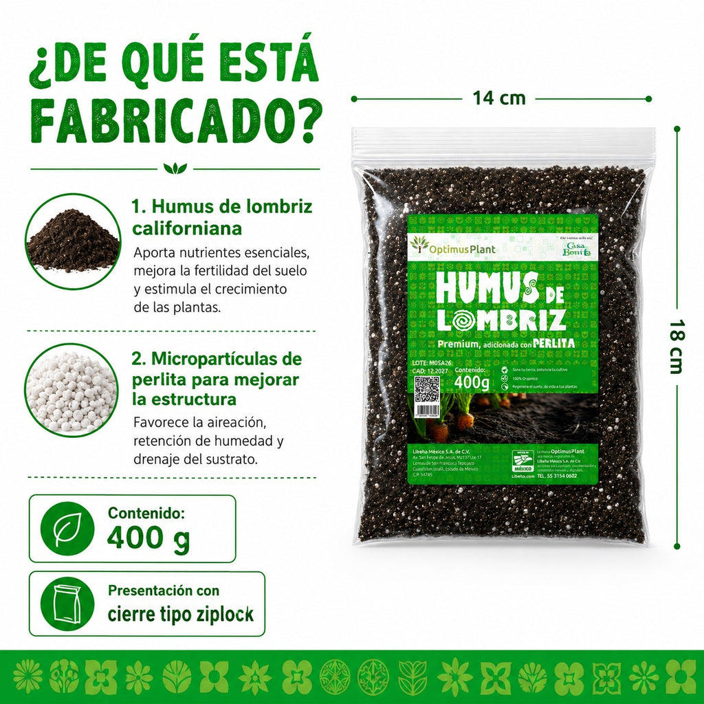 Humus De Lombriz Californiana 400g Para Plantas