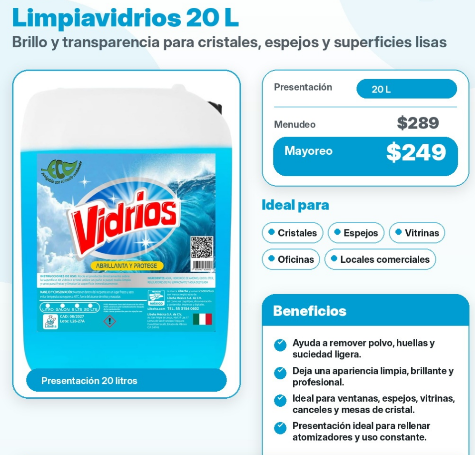 Limpia Vidrios 20Litros