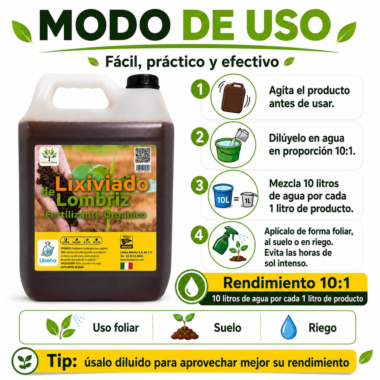 Fertilizante Lixiviado Lombriz 4L