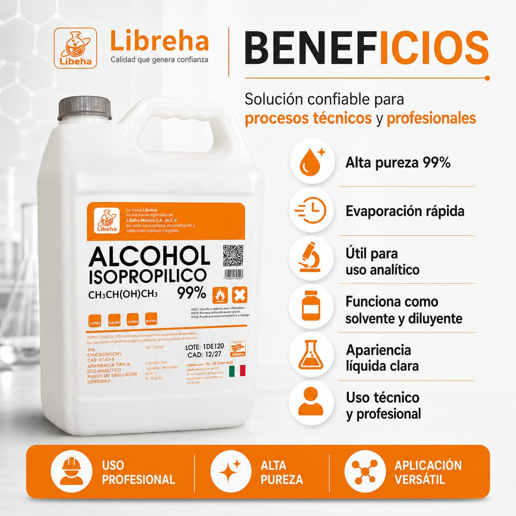 Alcohol Isopropílico 99.9% 4 Litros