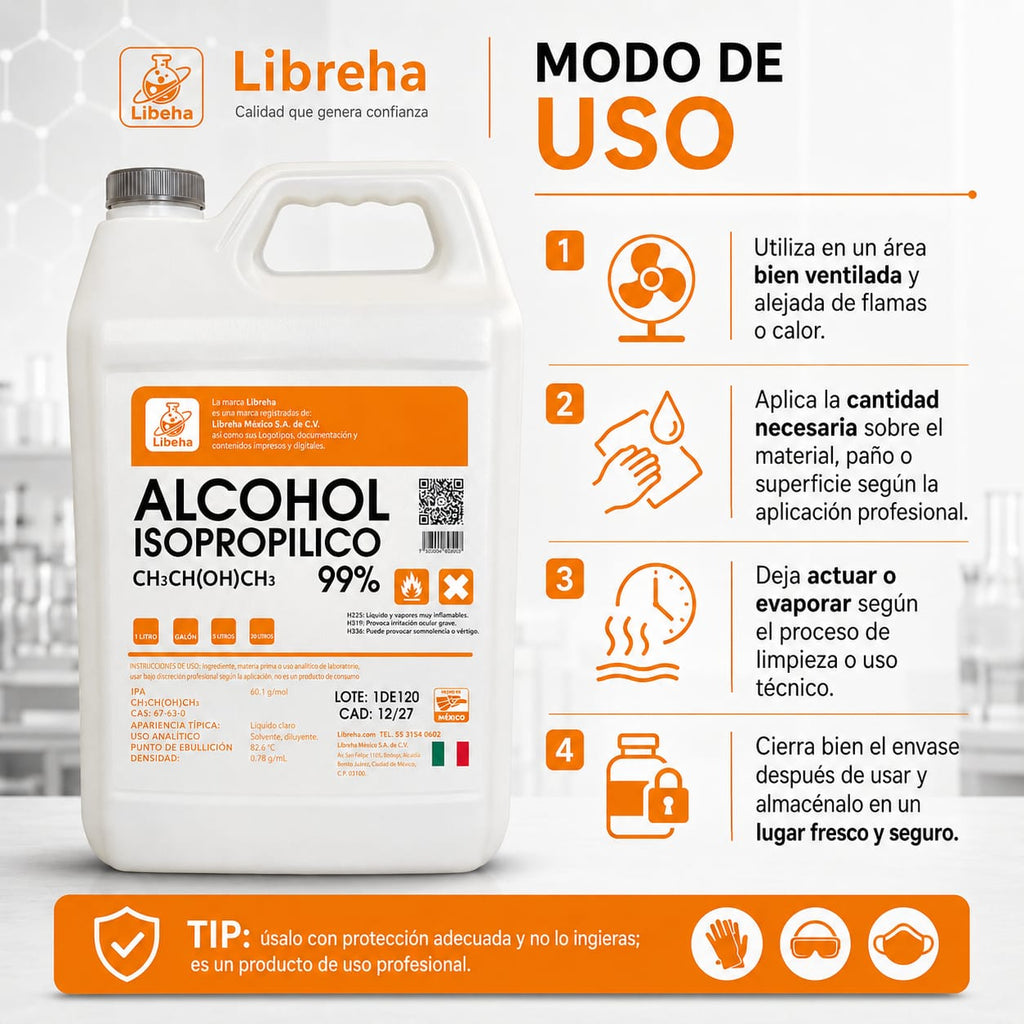 Alcohol Isopropílico 99.9% 4 Litros