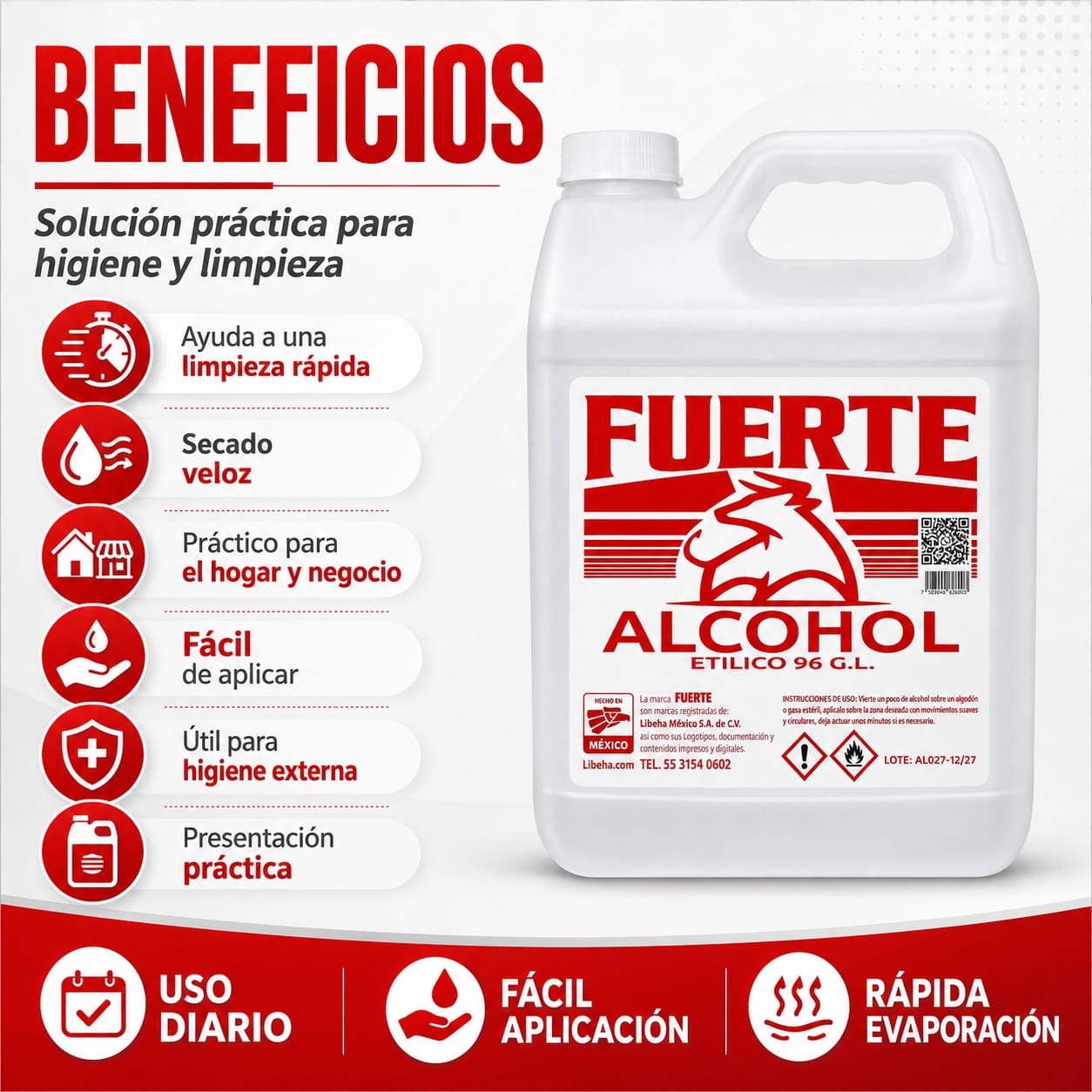 Alcohol Etílico 96% Liberha Bidón De 4 Litros