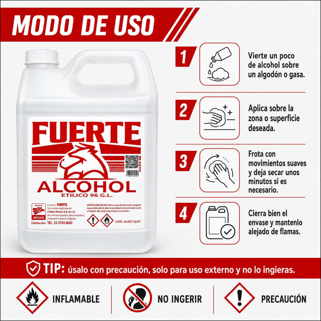 Alcohol Etílico 96% Liberha Bidón De 4 Litros