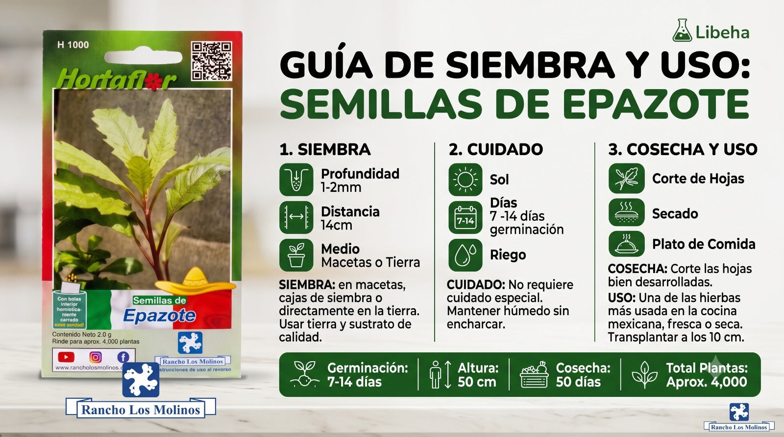 Semilla De Epazote 2 G Rinde Para 4,000 Plantas
