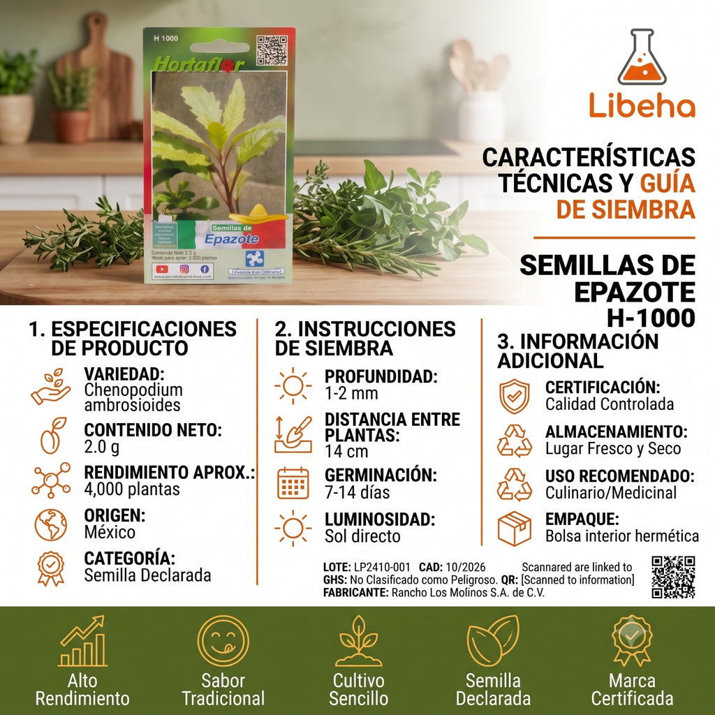 Semilla De Epazote 2 G Rinde Para 4,000 Plantas