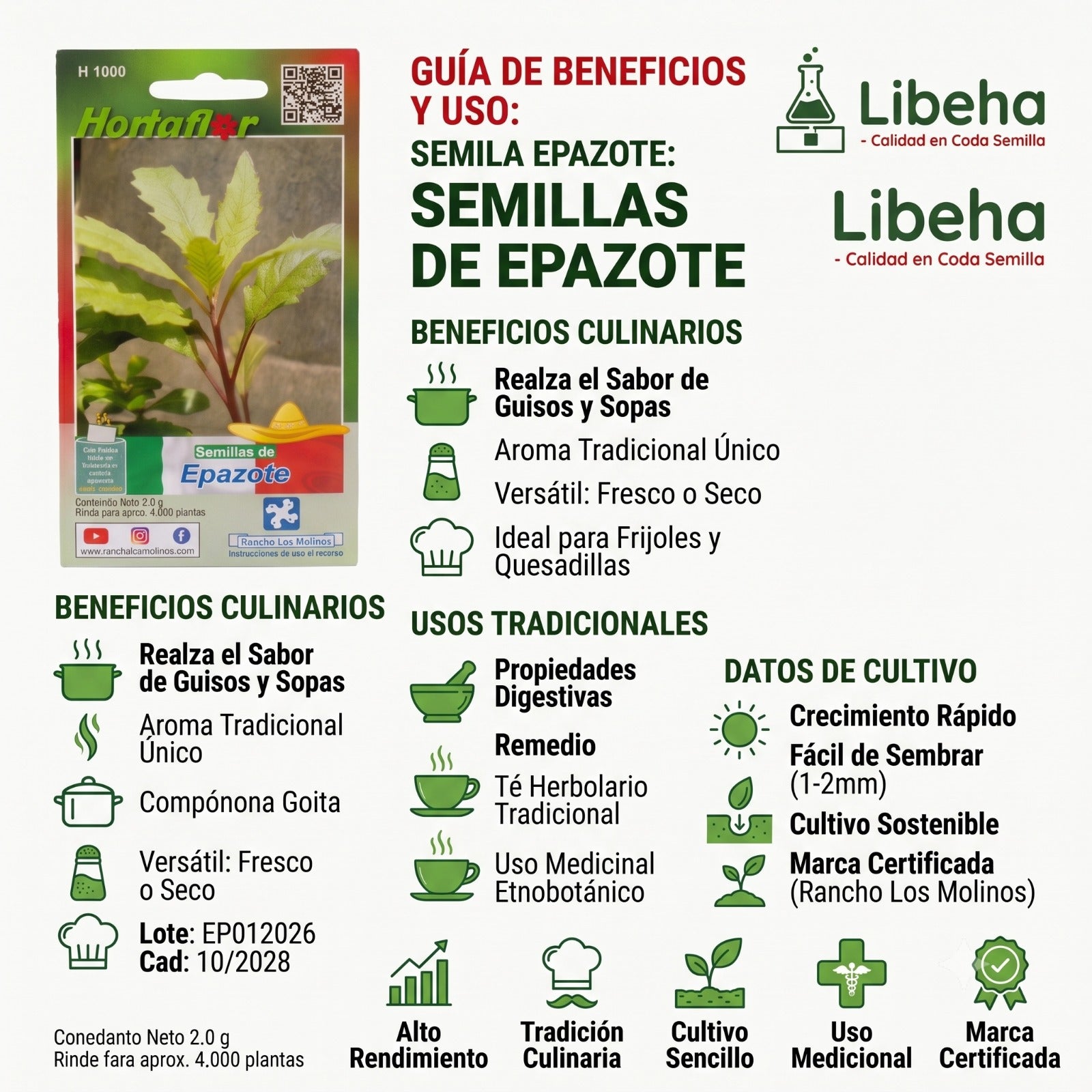 Semilla De Epazote 2 G Rinde Para 4,000 Plantas