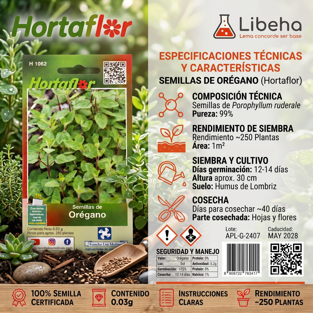 Semillas De Oregano Hortaflor 3gr Rinde Para 250 Plantas