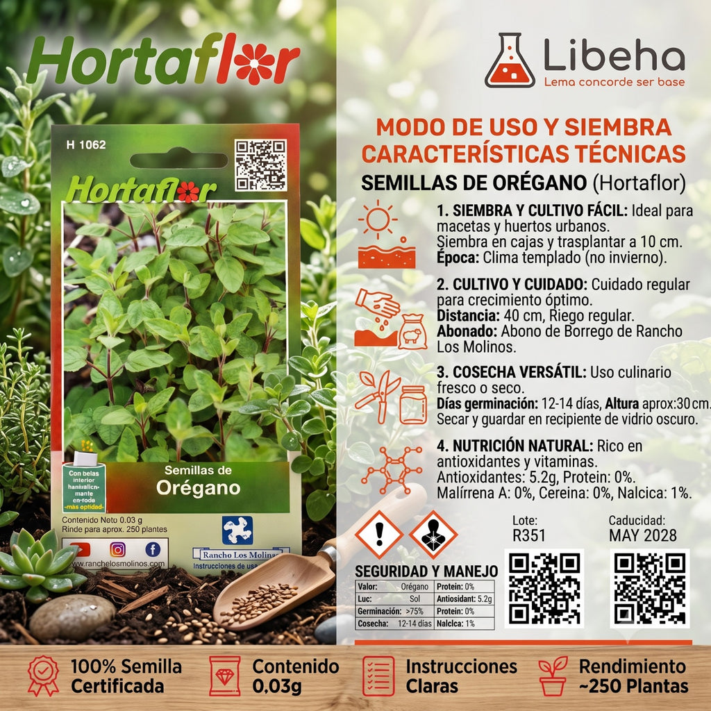 Semillas De Oregano Hortaflor 3gr Rinde Para 250 Plantas