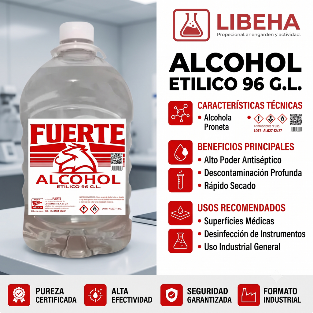 Alcohol Etílico Al 96% Presentación 5 Litros (pack 2 Piezas)