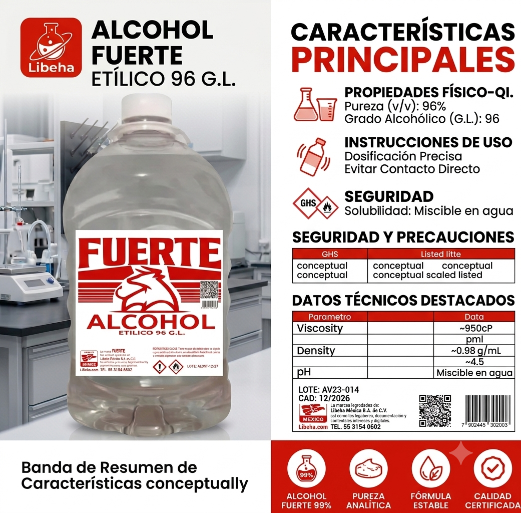 Alcohol Etílico Al 96% Presentación 5 Litros (pack 2 Piezas)
