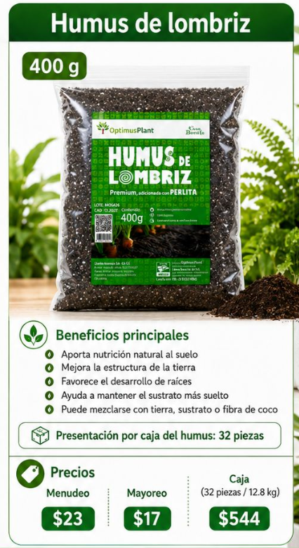 Humus De Lombriz Californiana 400g Para Plantas