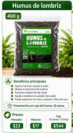 Humus De Lombriz Californiana 400g Para Plantas