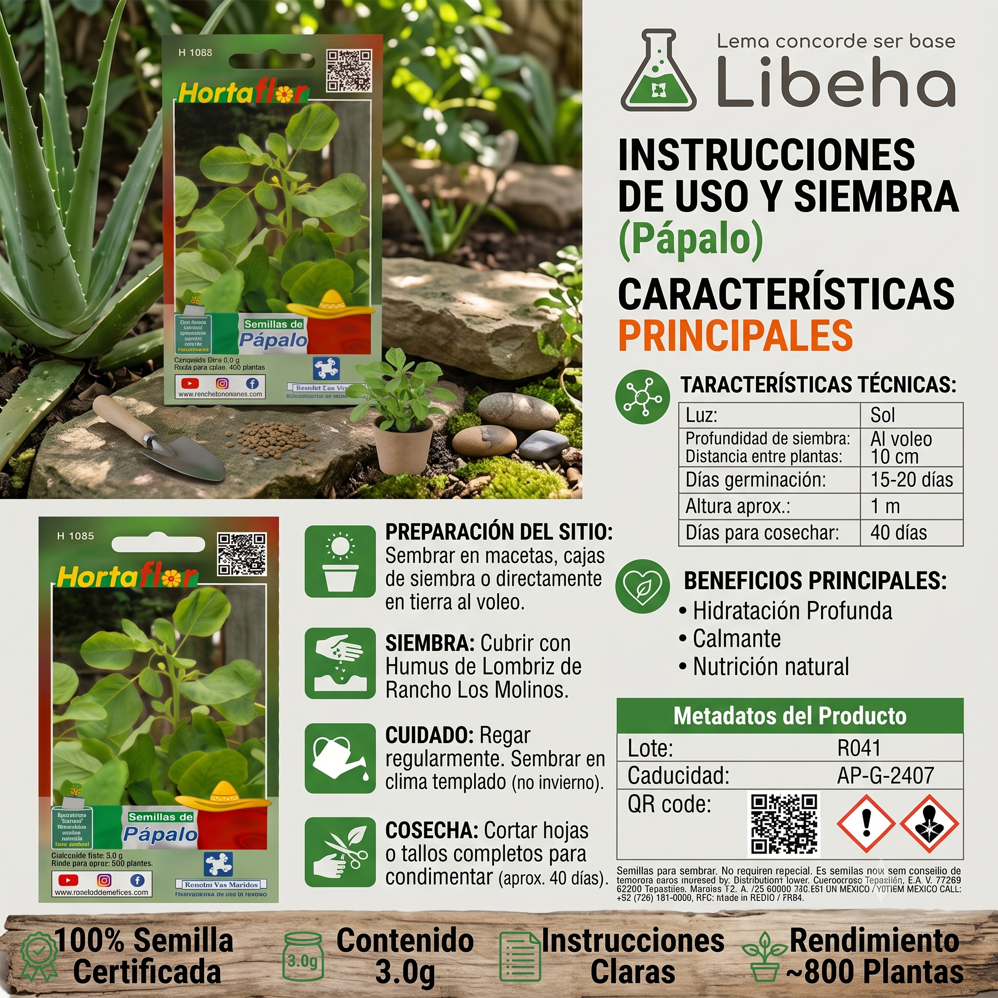 Hortaflor Semillas De Papalo 3gr Rinde Para 800